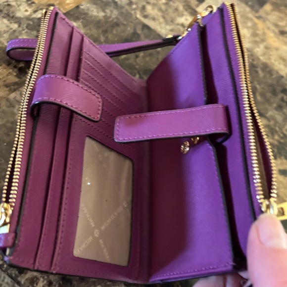 Michael Kors Vibrant Purple Double Zip Wristlet Clutch - Picture 5 of 5